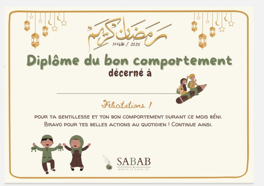 Diplôme du bon comportement & Sucreries